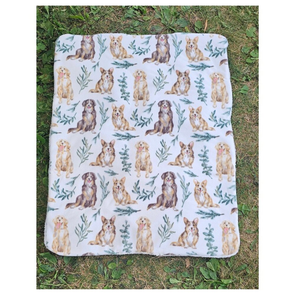 NEW! Retriever + Corgi Dogs Pet Mat - XL - 3 Layers Fleece Sherpa | Dog Cat Baby
